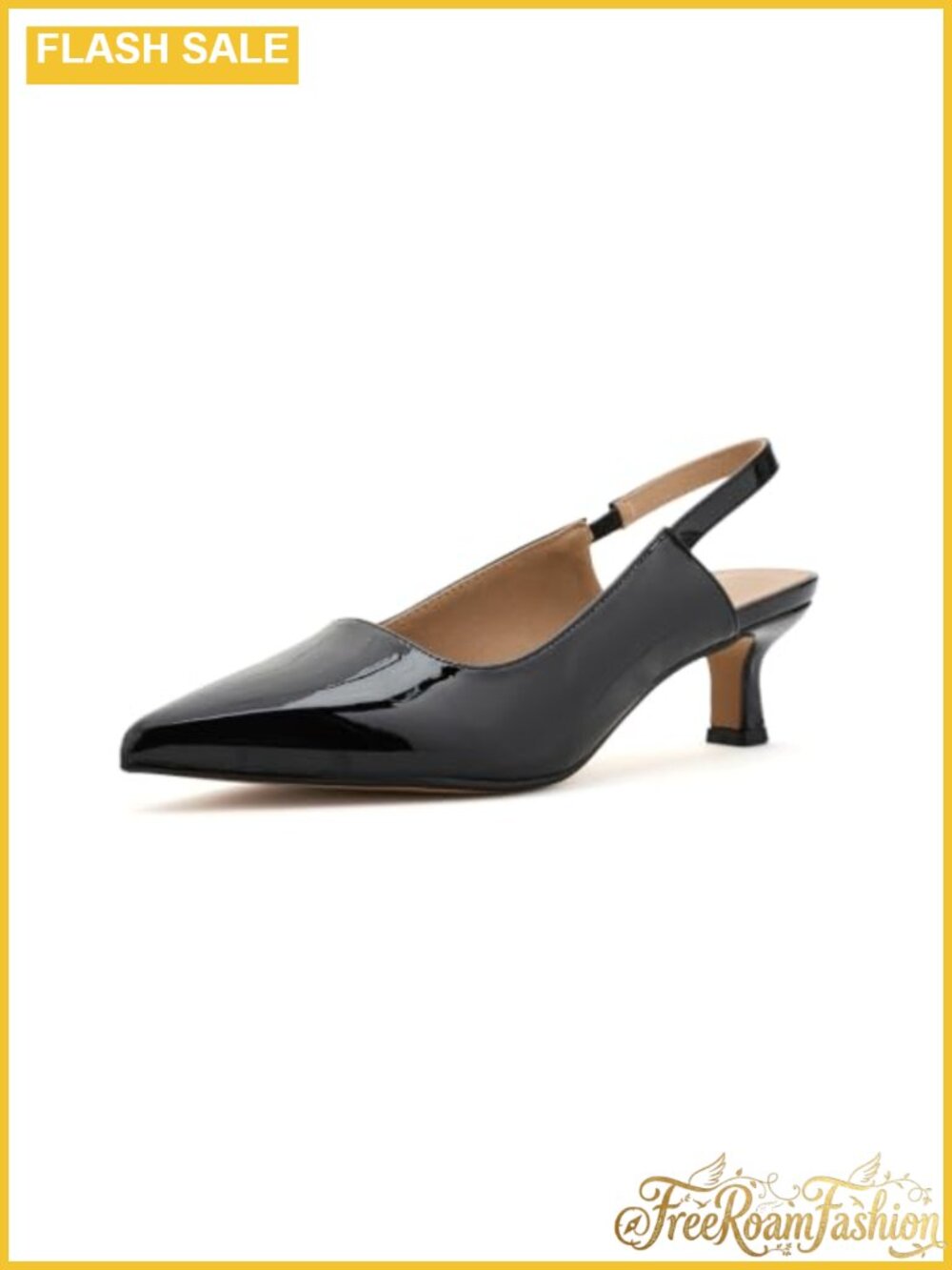 Kitten Heel Slingback Pointed Toe Pump Polyurethane